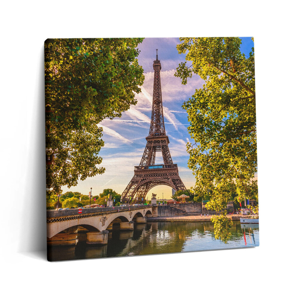 Tablou pe pânză canvas 60x60 Turnul Eiffel printre copaci