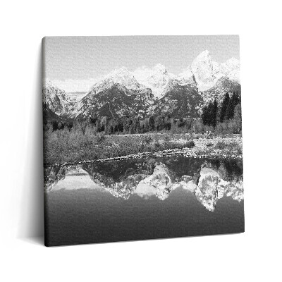 Tablou pe pânză canvas 60x60 Peisaj montan alb-negru