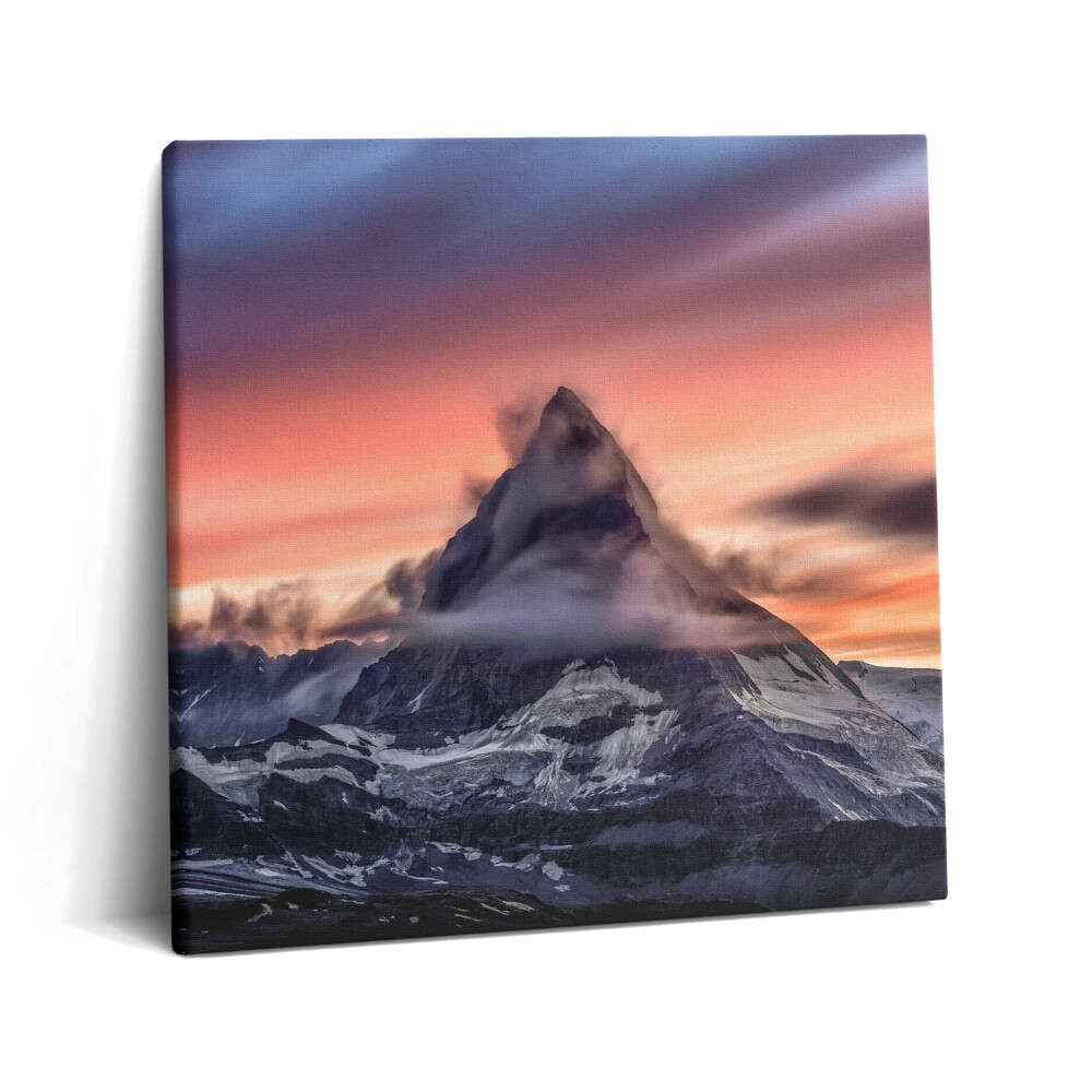 Tablou pe pânză canvas 60x60 Munte singuratic la apus