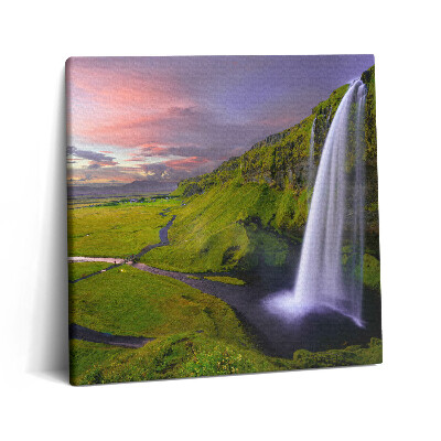 Tablou pe pânză canvas 60x60 Peisaj cu câmpuri și cascade