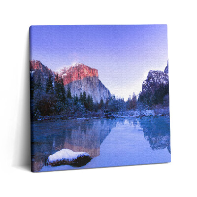 Tablou pe pânză canvas 60x60 Peisaj lacustru de iarnă