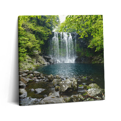 Tablou pe pânză canvas 60x60 Cascadă și râu printre copaci