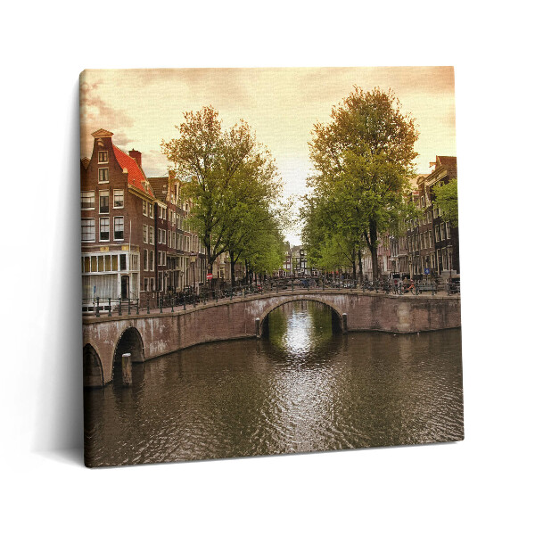 Tablou pe pânză canvas 60x60 Canalele din Amsterdam în oraș