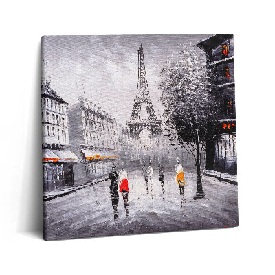 Tablou pe pânză canvas 60x60 Vedere de stradă a Turnului Eiffel din Paris