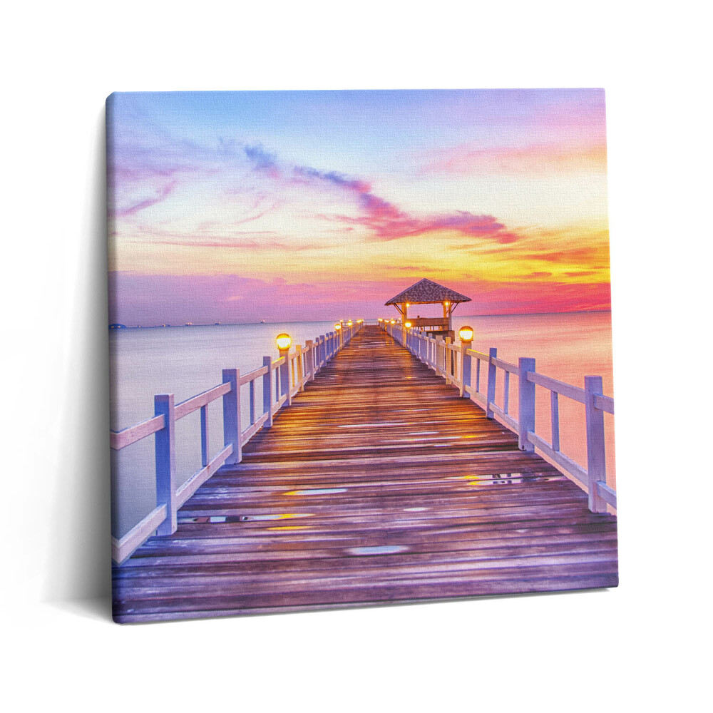 Tablou pe pânză canvas 60x60 Podul împădurit din port