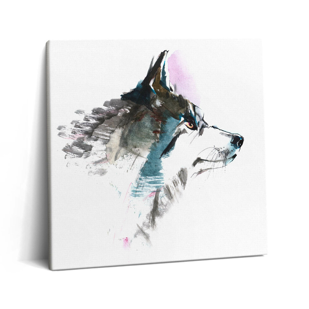 Tablou pe pânză canvas 60x60 Profil de lup pictat