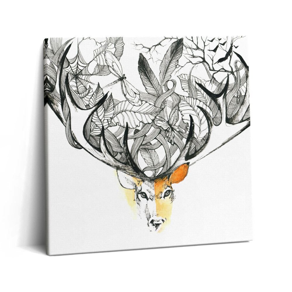 Tablou pe pânză canvas 60x60 Ilustrație animală și naturală - cerb