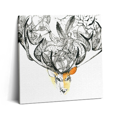 Tablou pe pânză canvas 60x60 Ilustrație animală și naturală - cerb