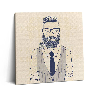 Tablou pe pânză canvas 60x60 Bărbat cu barbă și pipă