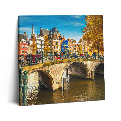Tablou pe pânză canvas 60x60 Albastrul de toamnă în Amsterdam