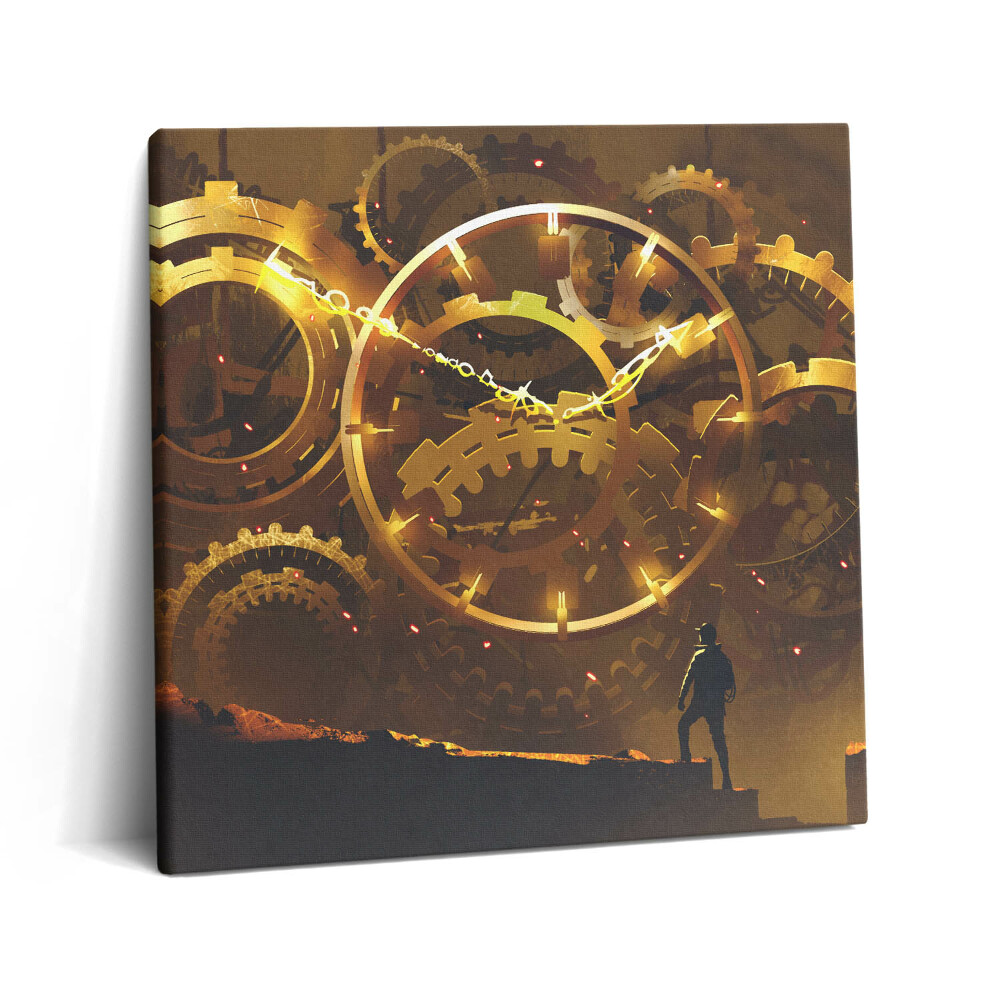 Tablou pe pânză canvas 60x60 Ilustrație a unui mecanism de ceas de aur