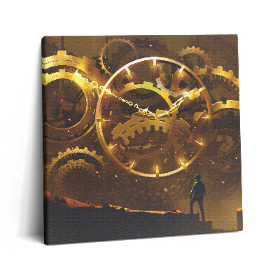 Tablou pe pânză canvas 60x60 Ilustrație a unui mecanism de ceas de aur