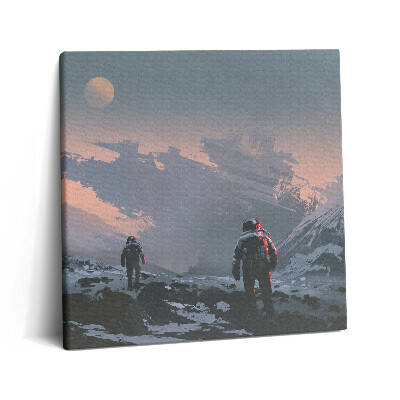 Tablou pe pânză canvas 60x60 Astronauții și Calea Lactee