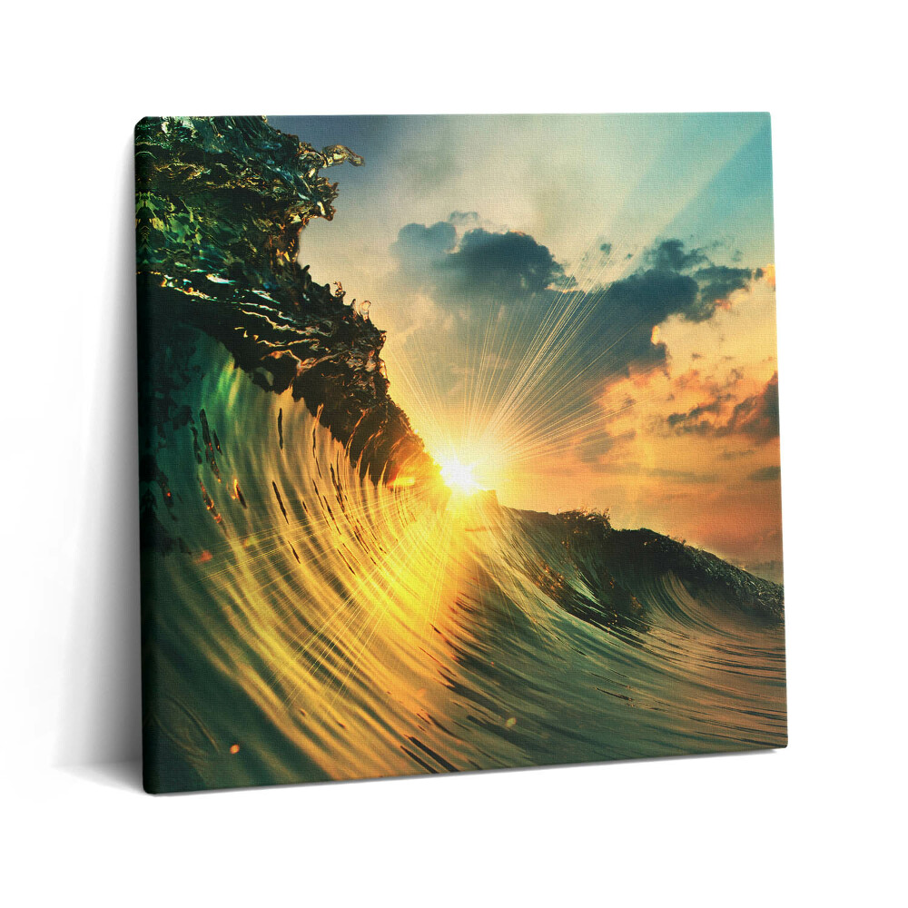 Tablou pe pânză canvas 60x60 Valul mării și apusul soarelui