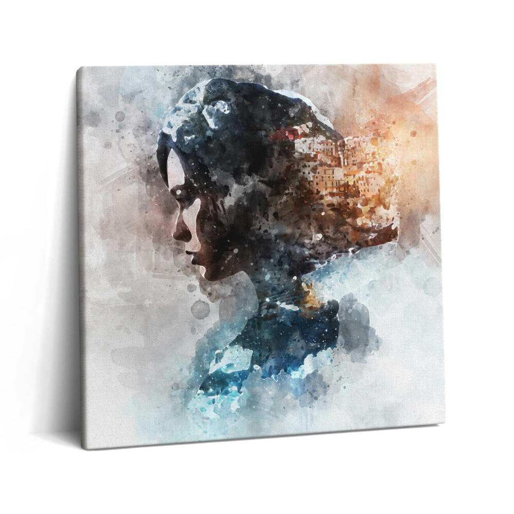 Tablou pe pânză canvas 60x60 Portret de femeie pictat abstract