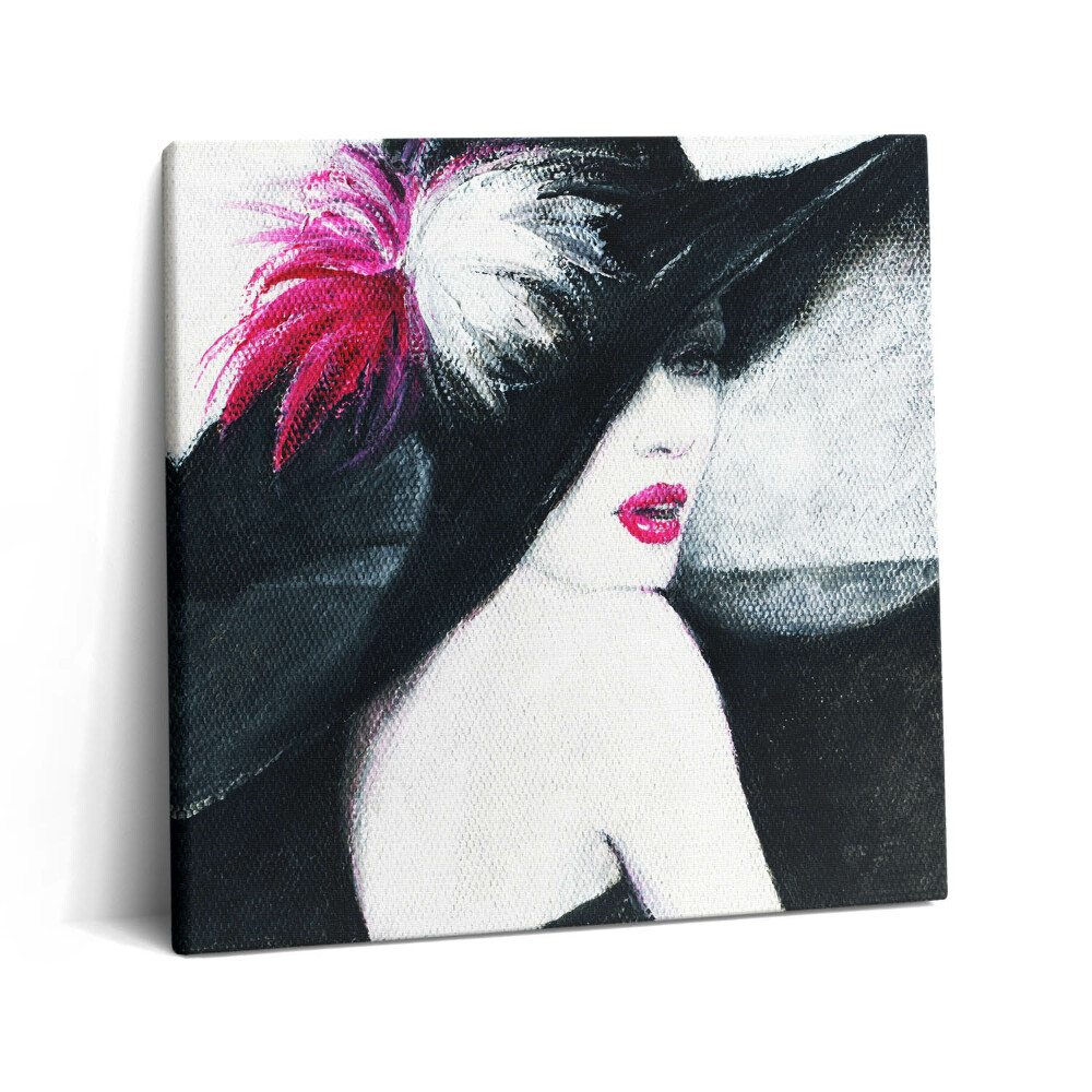 Tablou pe pânză canvas 60x60 Portretul unei femei cu pălărie