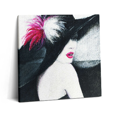 Tablou pe pânză canvas 60x60 Portretul unei femei cu pălărie