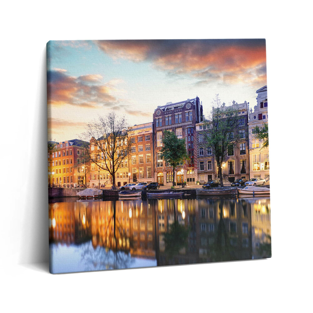 Tablou pe pânză canvas 60x60 Case Amsterdam Olanda