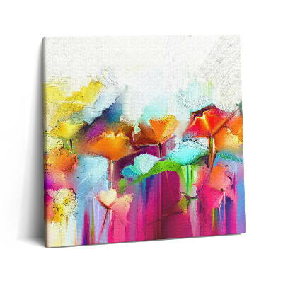 Tablou pe pânză canvas 60x60 Pictură abstractă cu flori