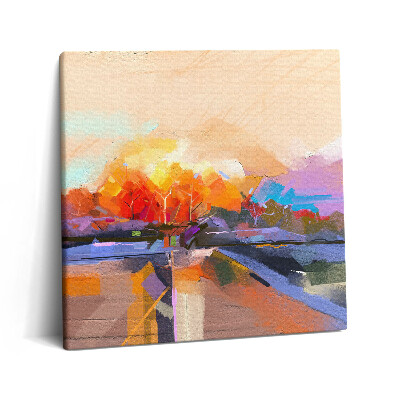 Tablou pe pânză canvas 60x60 Pictură abstractă - copac colorat