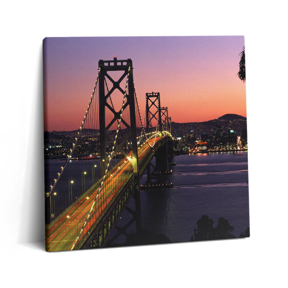 Tablou pe pânză canvas 60x60 Podul și apusul de soare din San Francisco
