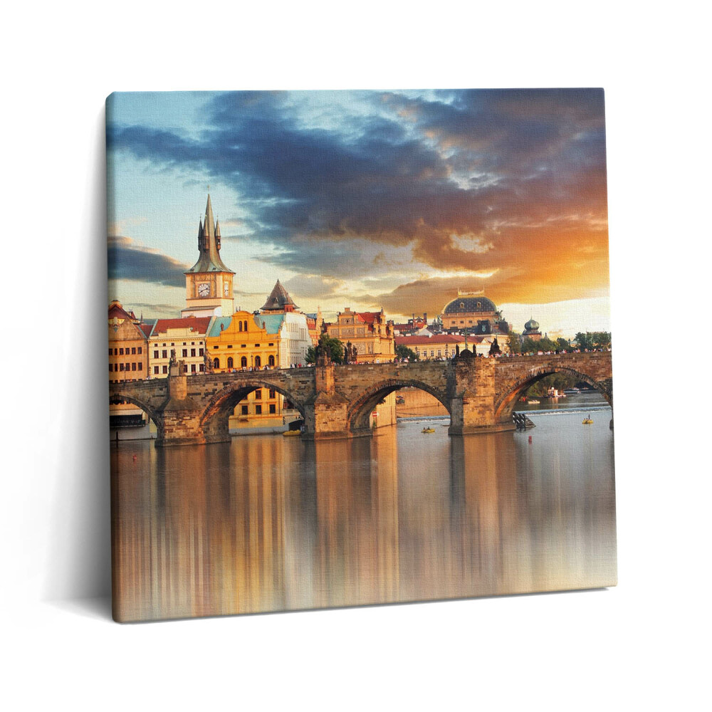 Tablou pe pânză canvas 60x60 Panoramă a orașului și a podului