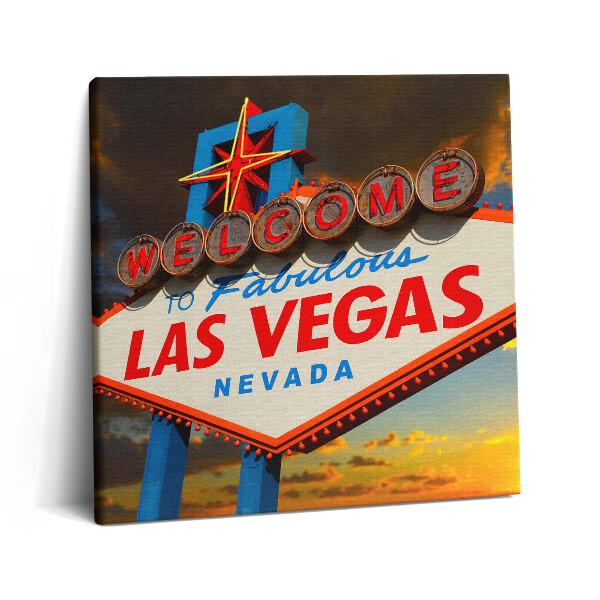 Tablou pe pânză canvas 60x60 Semnul Las Vegas la apus