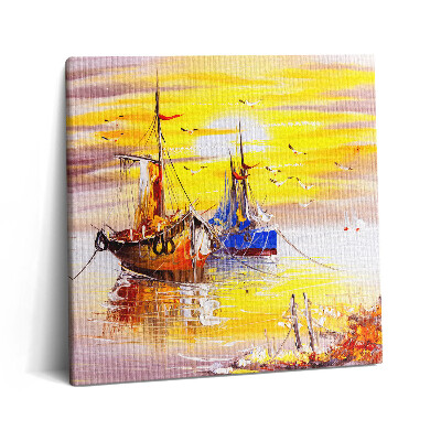Tablou pe pânză canvas 60x60 Bărci pictate
