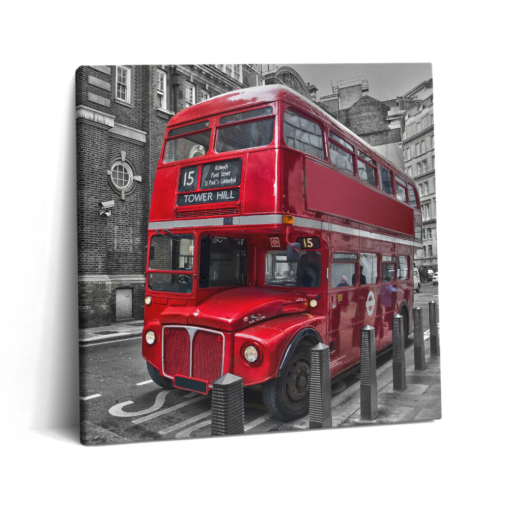 Tablou pe pânză canvas 60x60 Autobuz roșu cu etaj