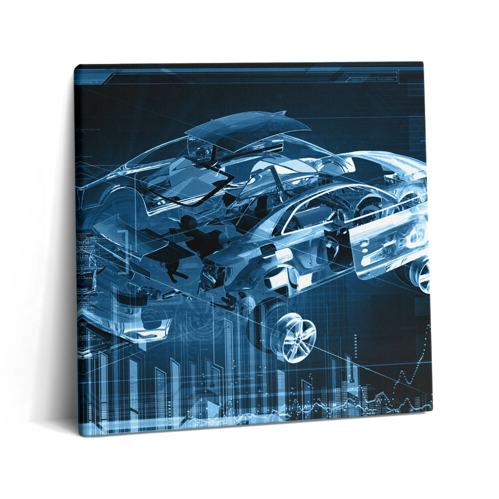 Tablou pe pânză canvas 60x60 Ilustrație a unei mașini dezasamblate