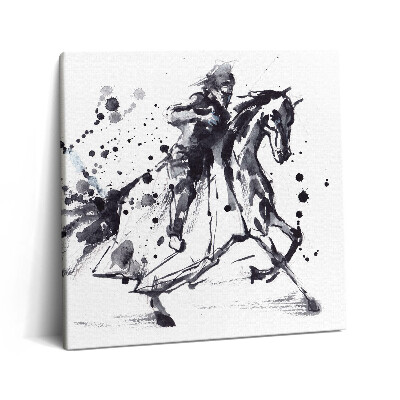Tablou pe pânză canvas 60x60 Cavaler pe cal cu picături de cerneală