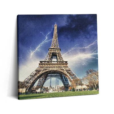 Tablou pe pânză canvas 60x60 Fulger și furtună pe Turnul Eiffel