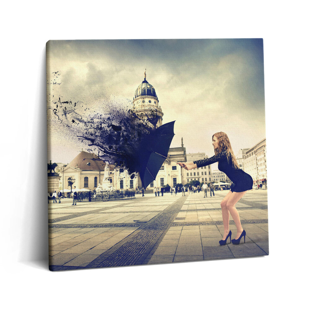 Tablou pe pânză canvas 60x60 Femeie cu o umbrelă