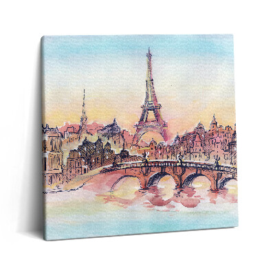 Tablou pe pânză canvas 60x60 Vedere pictată a Parisului
