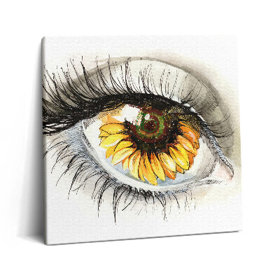 Tablou pe pânză canvas 60x60 Reflexia florii-soarelui în ochi