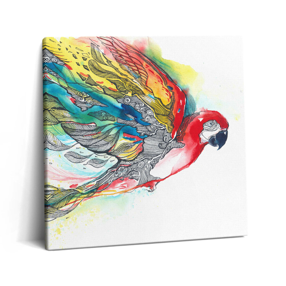 Tablou pe pânză canvas 60x60 Papagal colorat în acuarelă în zbor