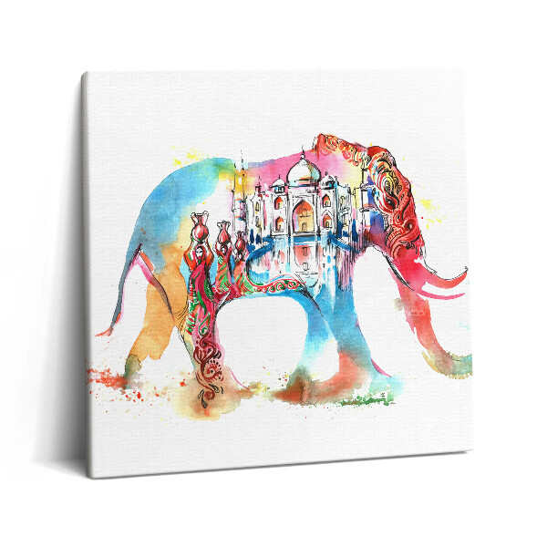 Tablou pe pânză canvas 60x60 Cultura indiană - Abstractizare elefant
