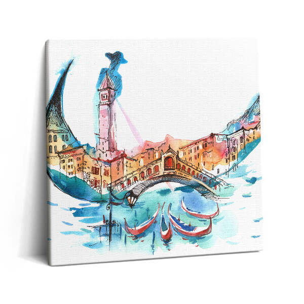 Tablou pe pânză canvas 60x60 Rezumat - Gondole italiene în Veneția