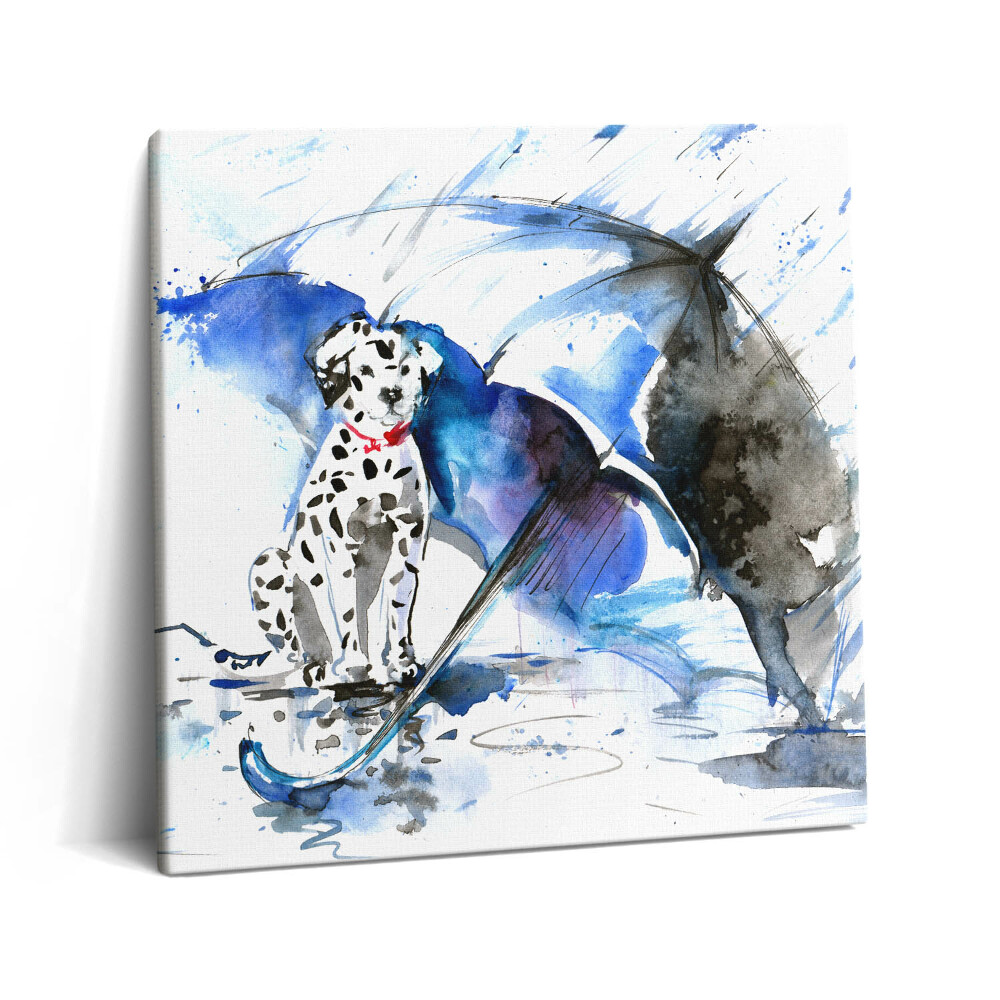 Tablou pe pânză canvas 60x60 Acuarelă dalmată sub umbrelă