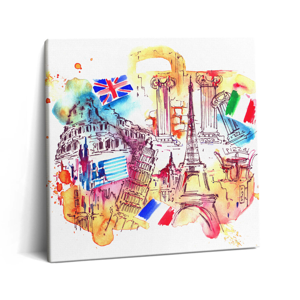 Tablou pe pânză canvas 60x60 Țări atractive din punct de vedere turistic din lume