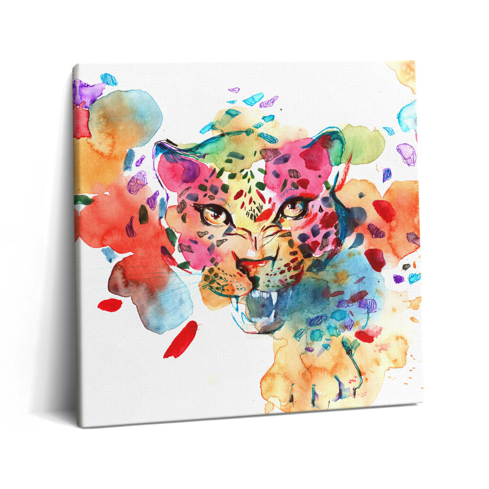 Tablou pe pânză canvas 60x60 Pisică sălbatică colorată abstractizare