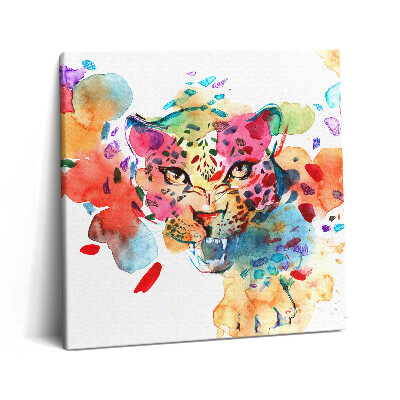 Tablou pe pânză canvas 60x60 Pisică sălbatică colorată abstractizare