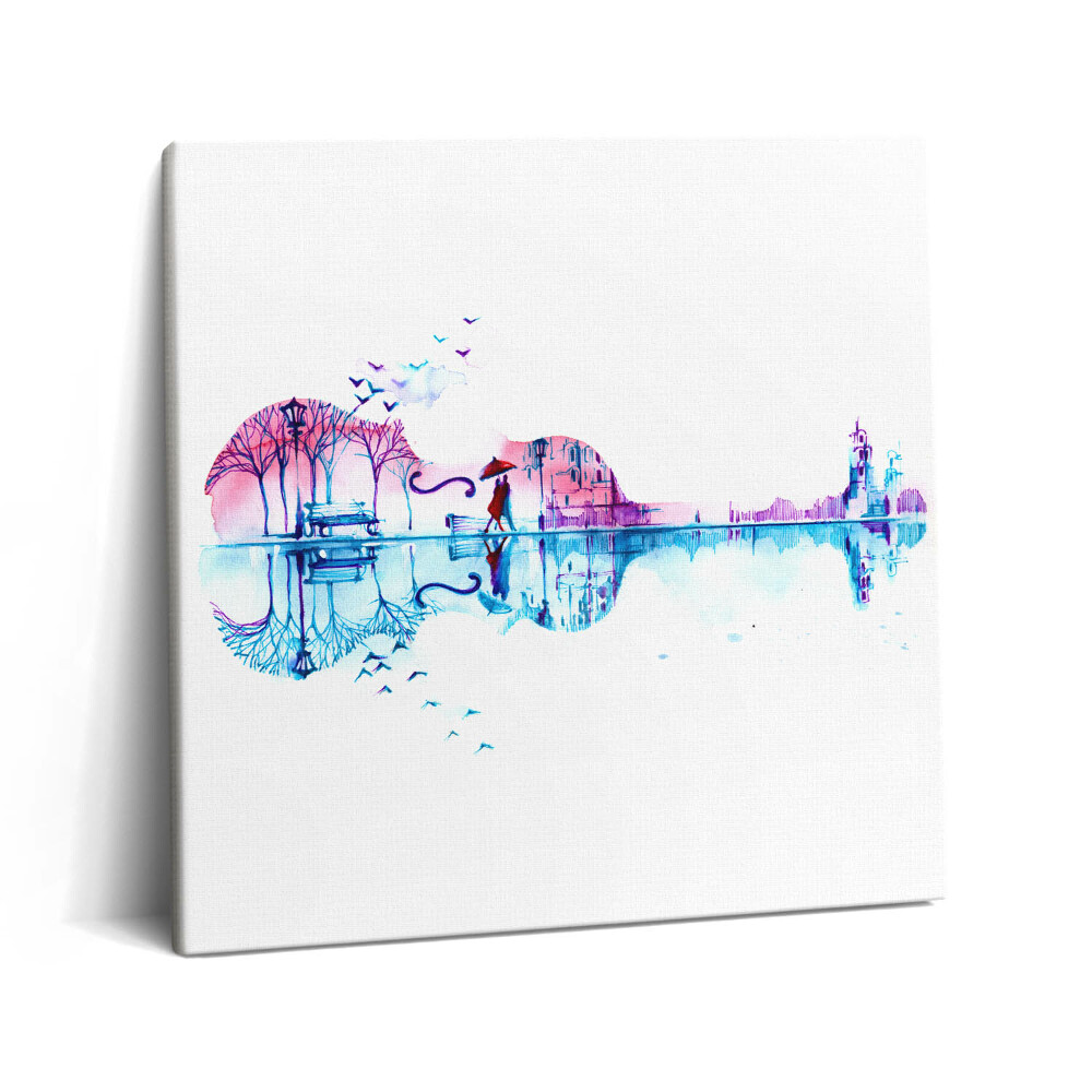 Tablou pe pânză canvas 60x60 Pictând violoncelul cu parcul