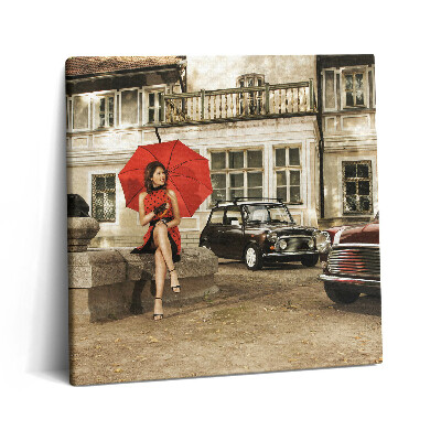 Tablou pe pânză canvas 60x60 Mașini de școală veche