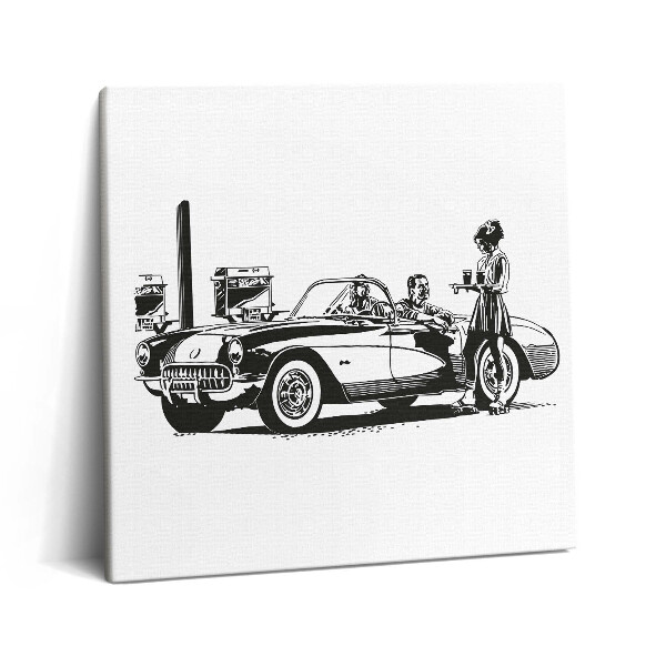 Tablou pe pânză canvas 60x60 Ilustrație de mașină retro