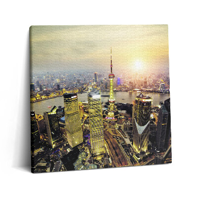 Tablou pe pânză canvas 60x60 Shanghai noaptea