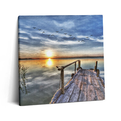 Tablou pe pânză canvas 60x60 Apus de soare peste lac