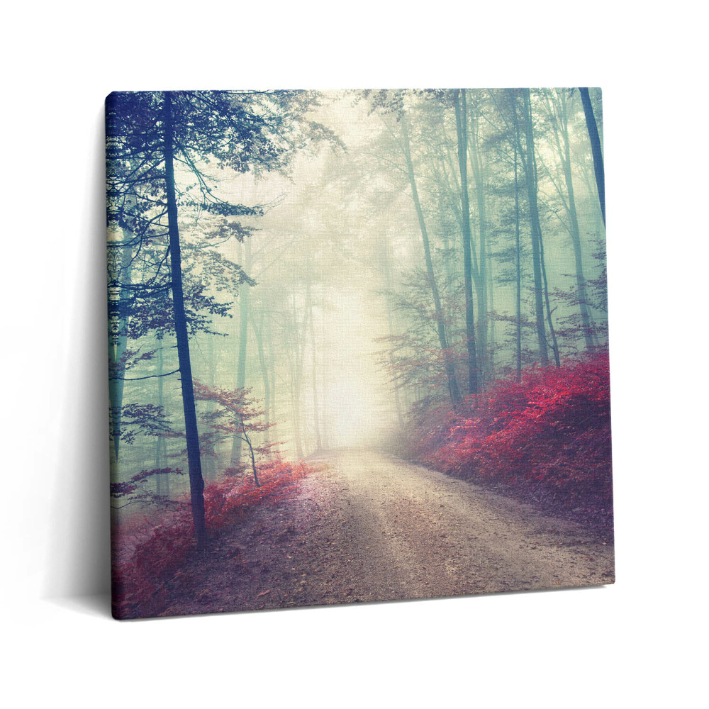 Tablou pe pânză canvas 60x60 Drum în pădurea cețoasă de toamnă