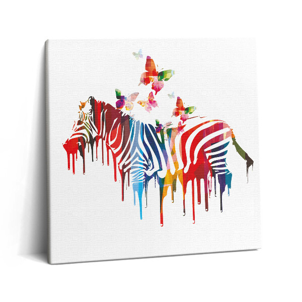 Tablou pe pânză canvas 60x60 Zebră colorată