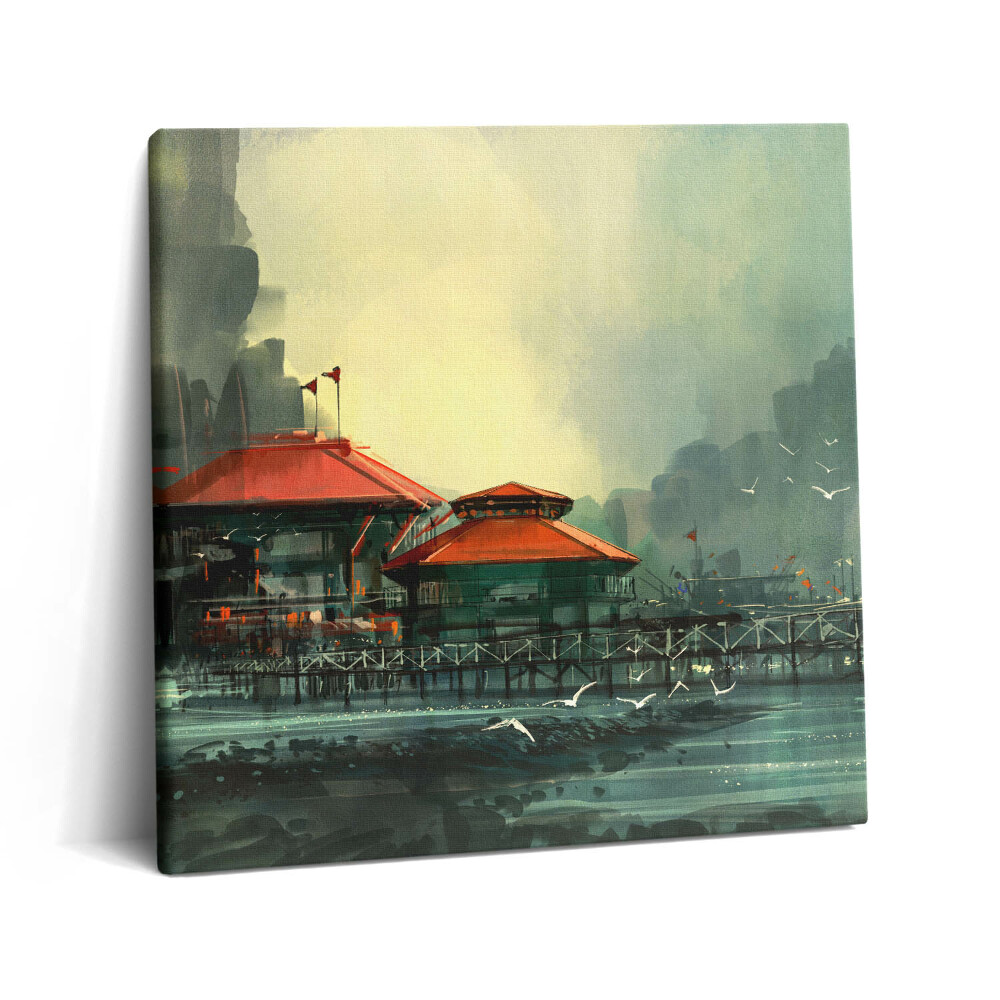 Tablou pe pânză canvas 60x60 Sat de pescari